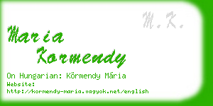 maria kormendy business card